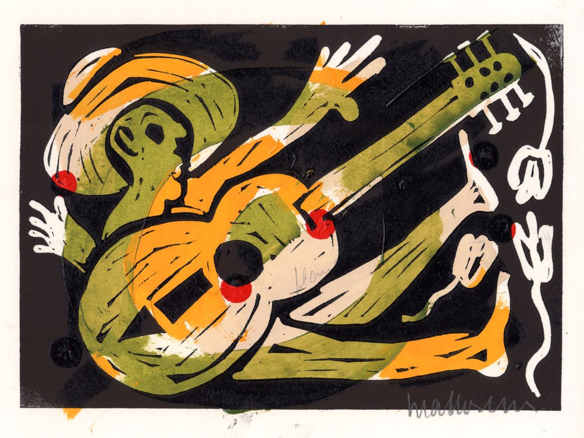 artwork musician with guitar