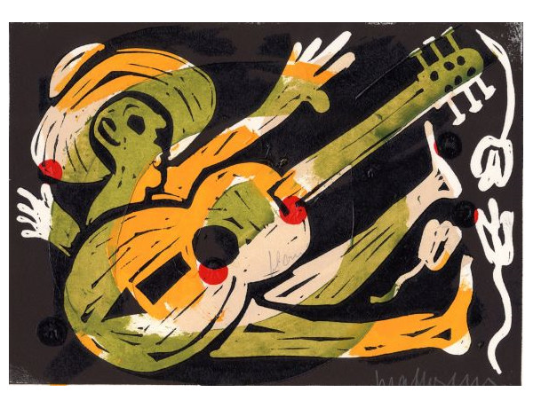 artwork musician with guitar